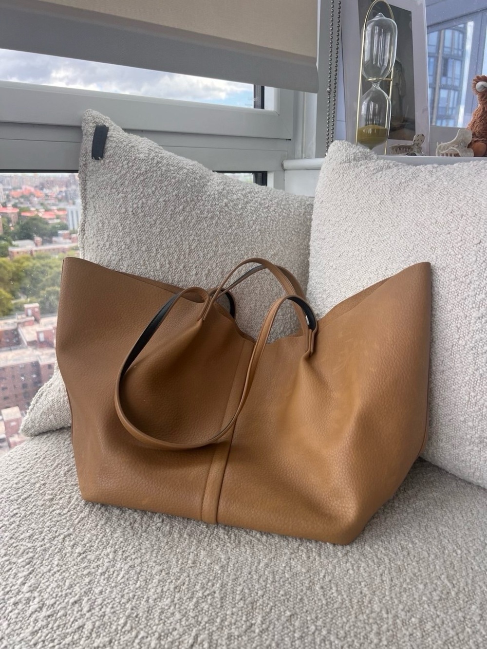 All Saints Cognac Leather Tote Bag